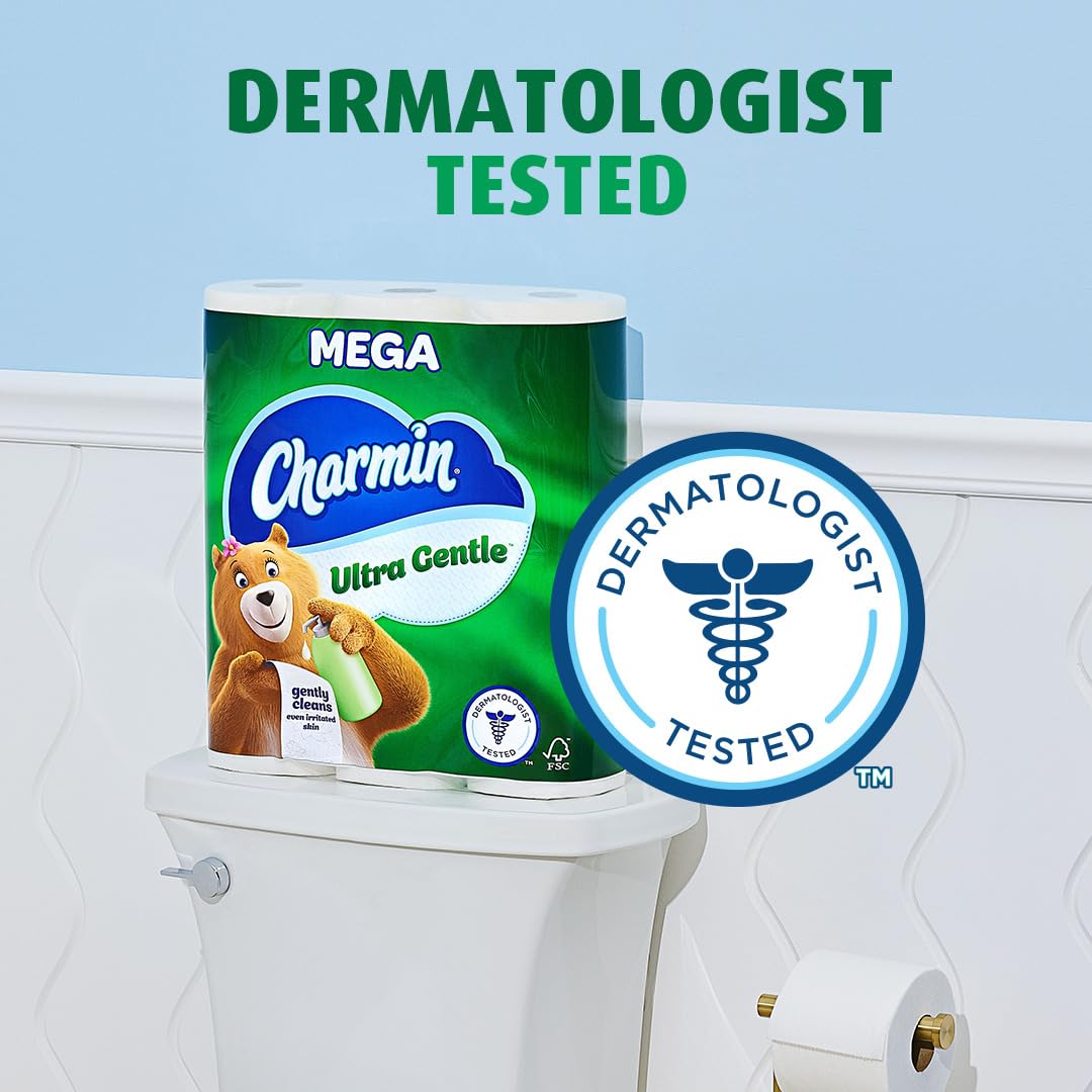 Charmin Ultra Gentle Toilet Paper, 6 Count (Pack of 4), Total 24 Mega Rolls = 96 Regular Rolls