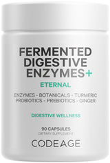 Codeage Fermented Digestive Enzymes Supplement 3-Month Supply - 14 Digestive Enzymes, Probiotics, Prebiotics, Fermented Botanicals, Plant-Based Multi Pancreatic Enzymes - 1 Capsule a Day - 90 Capsules