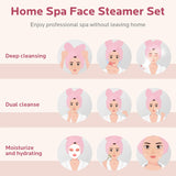 Facial Steamer Self-Care Gift Kit: Nano Ionic Face Steamer Deep Cleaning Unclogs Pores - Home Sauna Spa Humidifier Hot Mist for Women Men Sinus Moisturizing (Rose Gold)
