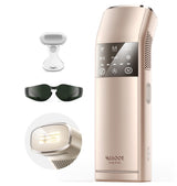 Dual Lights 100W, Quadruple-Pulse IPL Laser Hair Removal, Comfort 16.6 cm² Sapphire Ice-Cooling 35°F, PHR Mode for Stubborn Hair, Effective, Hair Removal Device for Women and Men (Light Champagne)