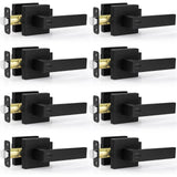 Estmoon 8 Pack Door Handles Black Interior Door Knobs, Keyless Privacy Door Levers with Lock Heavy Duty Door Handle for Bedroom Bathroom