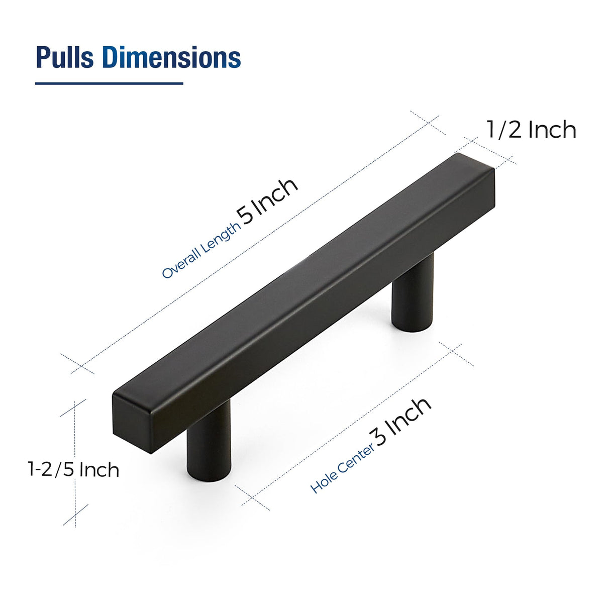 JOY DECOR 30 Pack 3 Inch Matte Black Square Cabinet Handles Stainless Steel Cabinet Hardware Pulls for Kitchen and Drawers with 5 Inch Overall Length