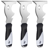Mister Rui Paint Scraper, 3 Pack Multi Use Paint Tools Putty Knife 10 in 1, Paint Scraper Tools for Painting, Metal Scraper with Hammer End, Taping Knife, Spackle Tool