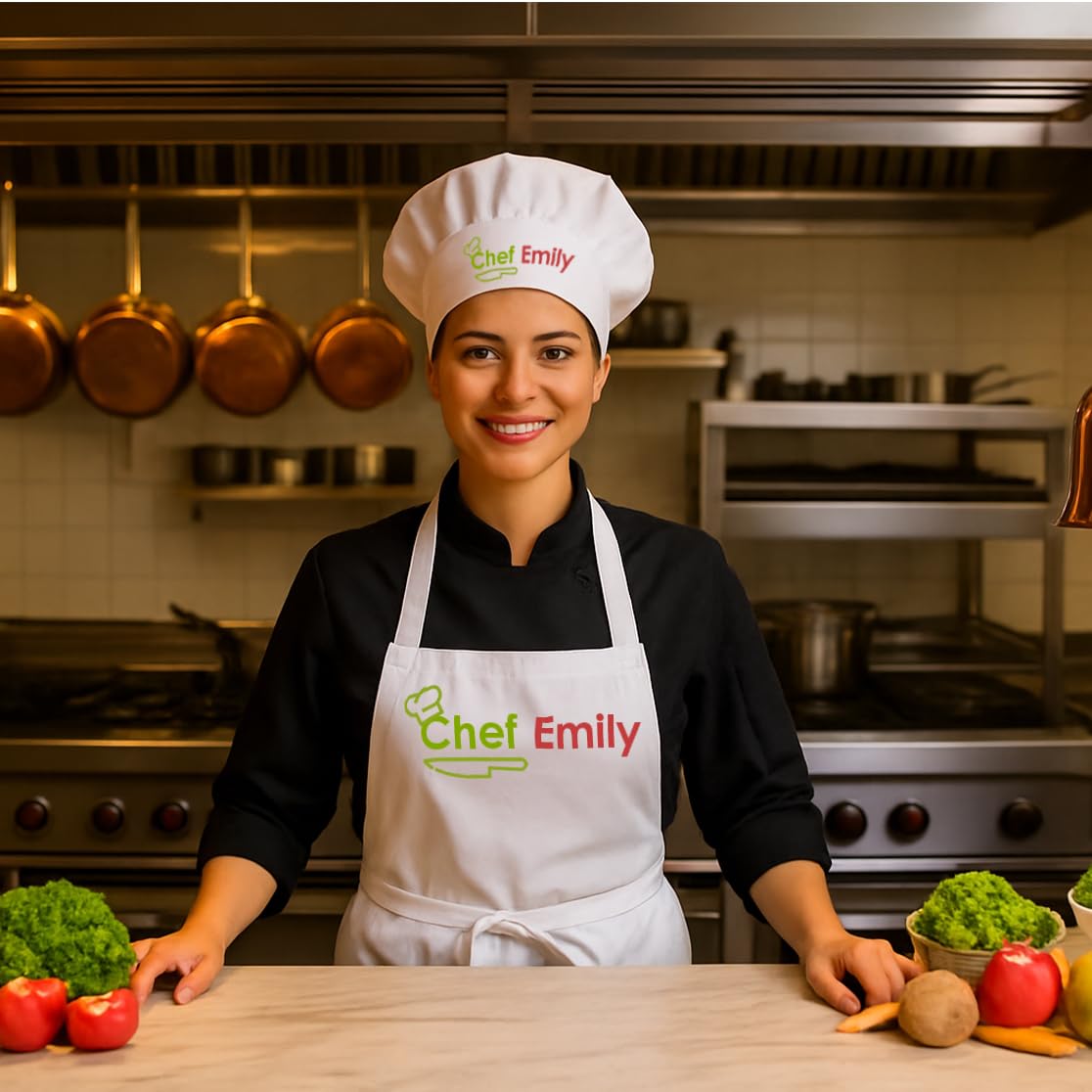 Personalized Aprons with Custom Name, Chef Apron for Cooking, Personalized Gifts Men, Apron Gifts Women with Pockets, Waterproof Chef Apron, Husband Dad Gifts for Christmas, Grill Gifts for Men