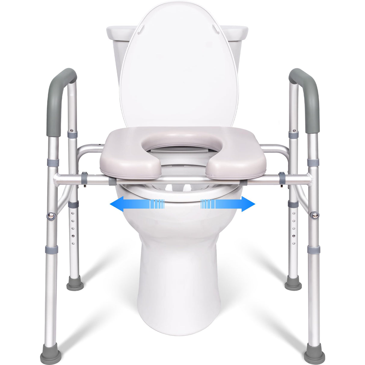 LimLuc Raised Toilet Seat with Handles, Width and Height Adjustable Commode Chair for Toilet with Arms and Widen Seat, Up to 400lbs, Raised Toilet Seat for Seniors, Handicap, Pregnant, Fits Any Toilet