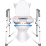 LimLuc Raised Toilet Seat with Handles, Width and Height Adjustable Commode Chair for Toilet with Arms and Widen Seat, Up to 400lbs, Raised Toilet Seat for Seniors, Handicap, Pregnant, Fits Any Toilet