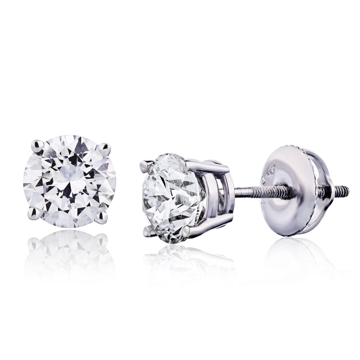 The Diamond Channel CERTIFIED 1 to 12 Carat LAB GROWN Solitaire Diamond Stud Earrings Round Cut 4 Prong Screw Back (F-G Color, VS1-VS2 Eye Clean Clarity)