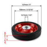 QWORK 2 Pack 5" x 1.5" Premium Rubber Wheel with Ball Bearing, Hand Truck Wheel, Capacity up to 88 lbs