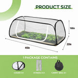2Pack 45''x22''x18'' Pop Up Raised Garden Bed Cover -Instant Plant Protection Against Bird, Pests & Squirrel，Plant Net Cover for Raised Bed with Zipper Door for Protecting Vegetable Row