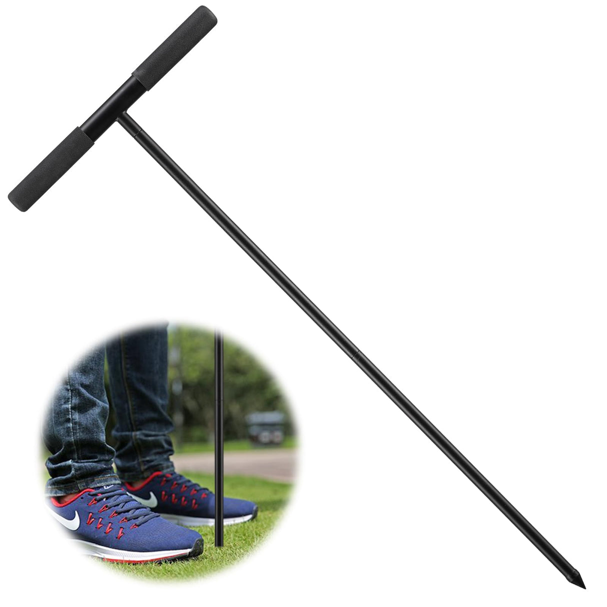 Soil Probe Rod, 48 Inch Metal Septic Tank Locator Tool Ground Probe Rod for Soil Compaction, Locating Underground Pipes and Gopher Runs, Gardening