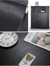 Black Wallpaper - Wood Peel and Stick Wallpaper – Black Wood Self-Adhesive & Removable Wall paper for Countertop Furniture Kitchen Wall, Countertop Contact Paper, Easy to Clean, 17.7 ''×590 '' Vinyl