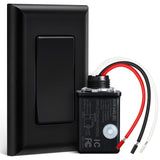 SURAIELEC Wireless Light Switch and Receiver Kit Black, 15A High Power, No Wiring No Interference, 100ft Range, Expandable Remote Control Wall Switches for Lamp, Ceiling Light, Fan, Outdoor Lighting