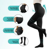 Compression Pantyhose Stockings for Women Men, 20-30 mmHg Medical Graduated Support Opaque Closed Toe Hose Tights