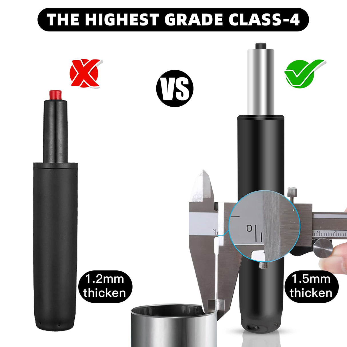 5.5 inch Office Chair Gas Lift Cylinder- Replacement Parts,Universal Size Fits Most Chairs,Heavy Duty Gas Lift Hydraulic/Pneumatic Piston (Black)