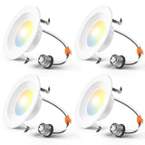 Amico 4 Pack 4 inch 5CCT LED Recessed Lighting, Dimmable, 8.5W=60W, 650LM, 2700K/3000K/4000K/5000K/6000K Selectable, Retrofit Can Lights with Baffle Trim, IC Rated - ETL & FCC, White