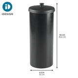 iDesign Freestanding Bathroom Toilet Paper Storage Holder with Lid for 3 Extra Rolls, Matte Black