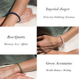 Jewdreamer 16PCS Natural Crystal Bracelets for Women Men - 8mm Semi-Precious Gemstone Beaded Bracelets, Round Gemstones Stretch Bracelet, Yoga Bracelets Jewelry Gift