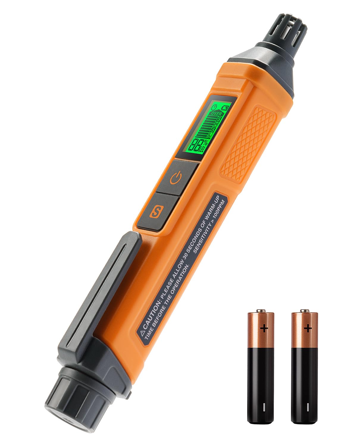 PT205 Natural Gas Detector with Audible & Visual Alarm, Gas Leak Detector with%LEL Value of Methane, Butane, Propane for Home, RV (Includes Batteryx2)-Orange