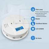 Shackcom Combination Smoke and Carbon Monoxide Detector, 5-Year Battery Smoke Alarm with LCD Display for Home, 1 Pack, White