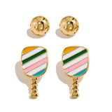COORWEEL Sports Themed Pickleball Stud Earrings for Women Jewelry Gifts