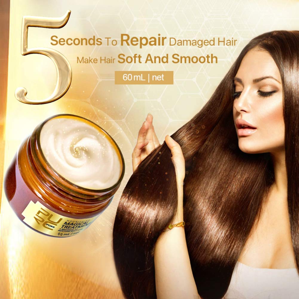 Symeas Professionelle Haarmaske Magische Haarmaske mit reinem Keratinöl Natürliches Keratinöl Pflegend und reparierend für trockenes und geschädigtes Haar (Masque Capillaire 60ml)