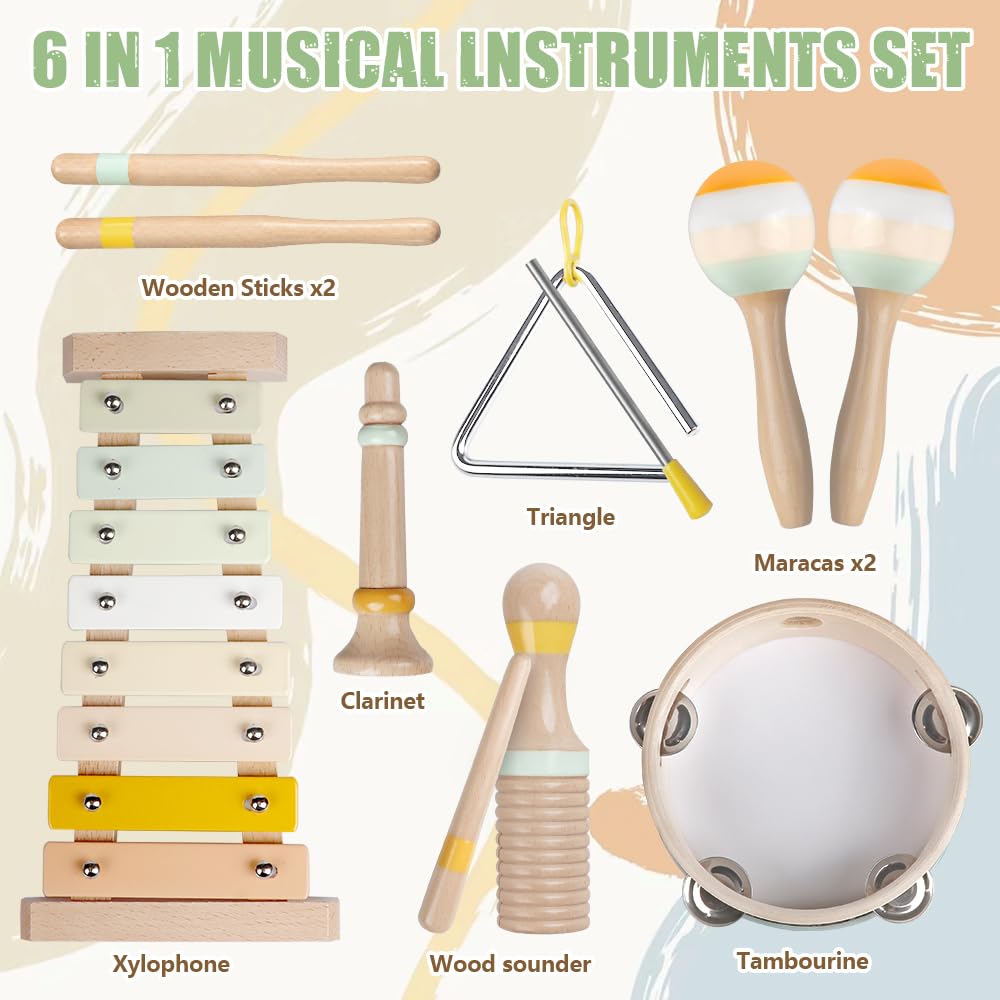 Baby Musical Instruments-Montessori Wooden Toys for Toddlers