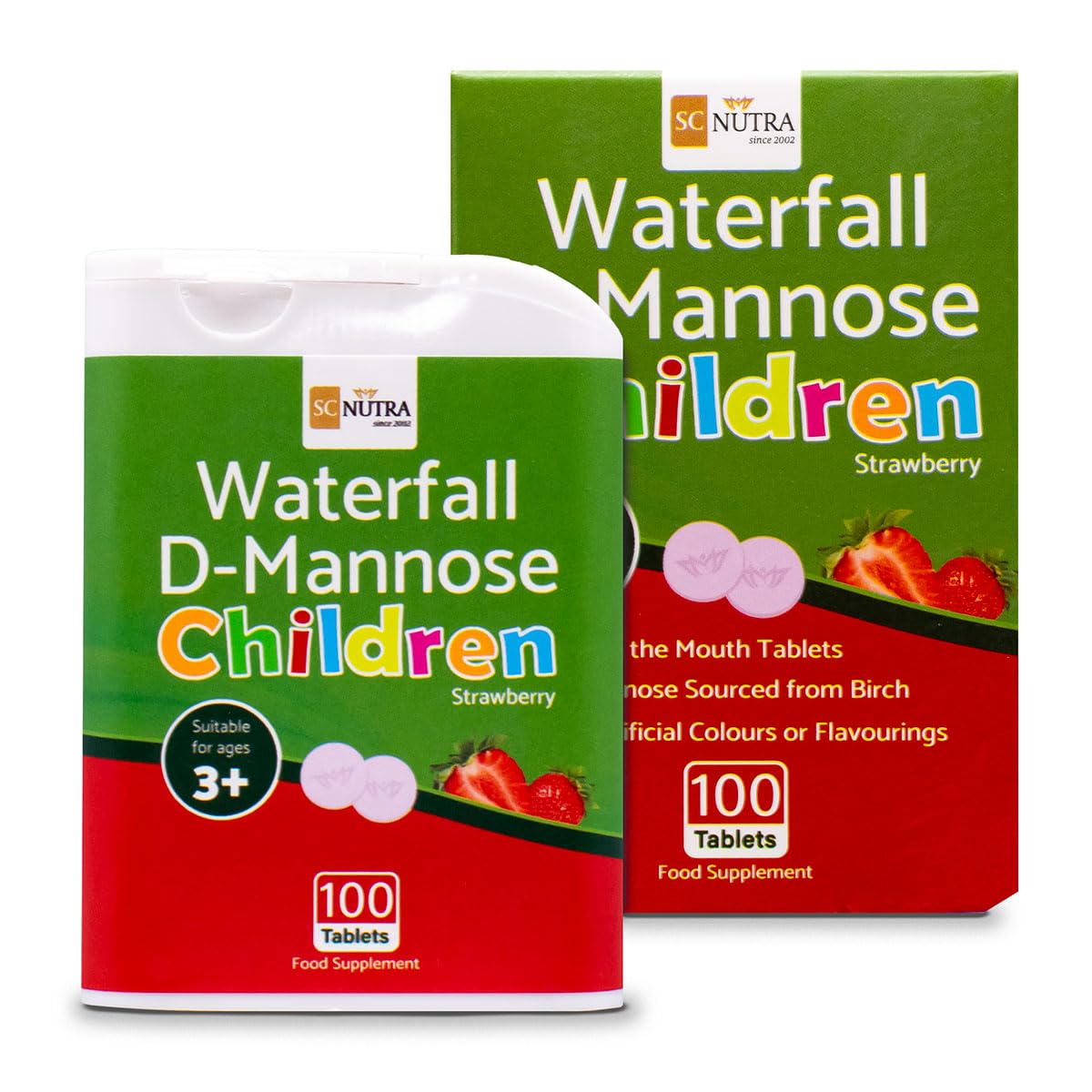 Waterfall D-Mannose Children Melt in the Mouth Tablets with a hint of Strawberry. Suitable for Boys & Girls, 3 Years + | 100 Count