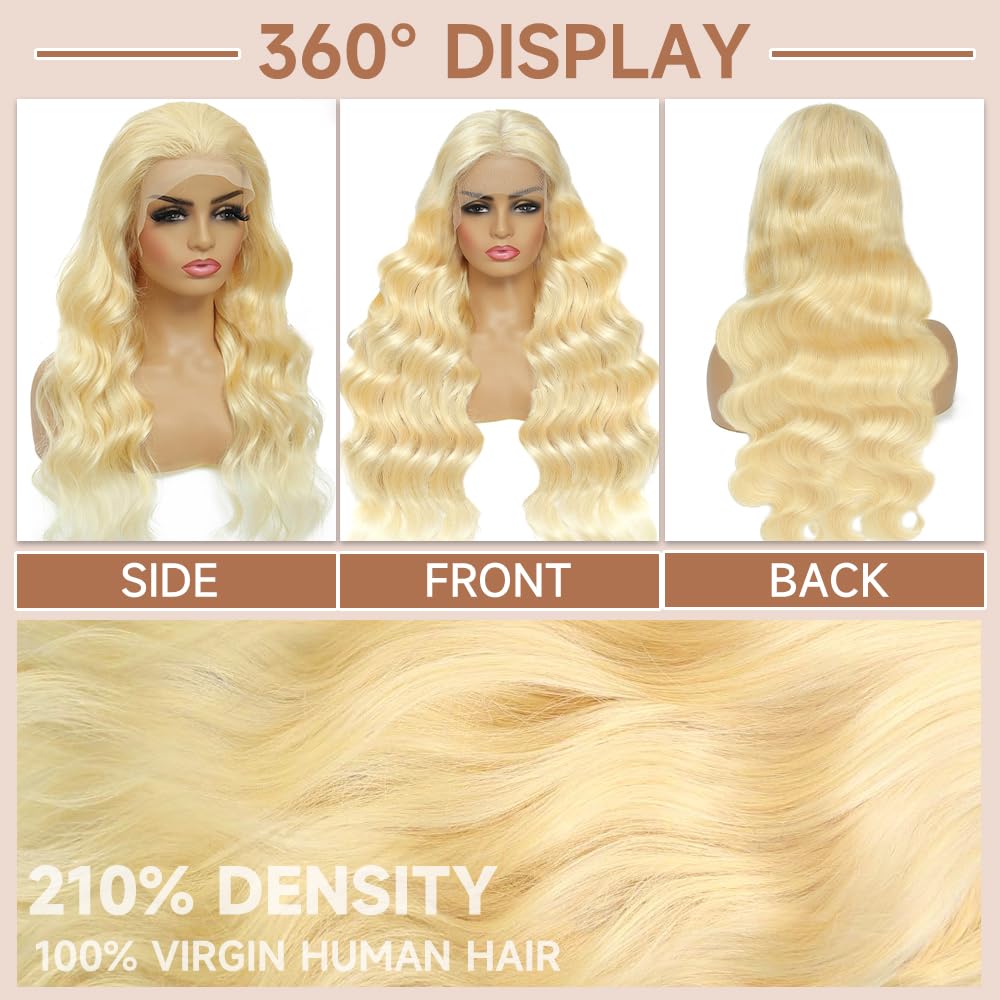 Arsoya 613 13x6 Lace Front Wig Human Hair 28 Inch 210 Density Blonde Wig Human Hair Body Wave Lace Front Wigs Human Hair Pre Plucked 613 HD Lace Front Wigs Human Hair