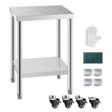 HXCFYP NSF Stainless Steel Table for Prep & Work with Caster 24 x 18 Inches, Metal Commercial Kitchen Table with Under Shelf and Adjustable Table Foot for Restaurant, Home and Hotel