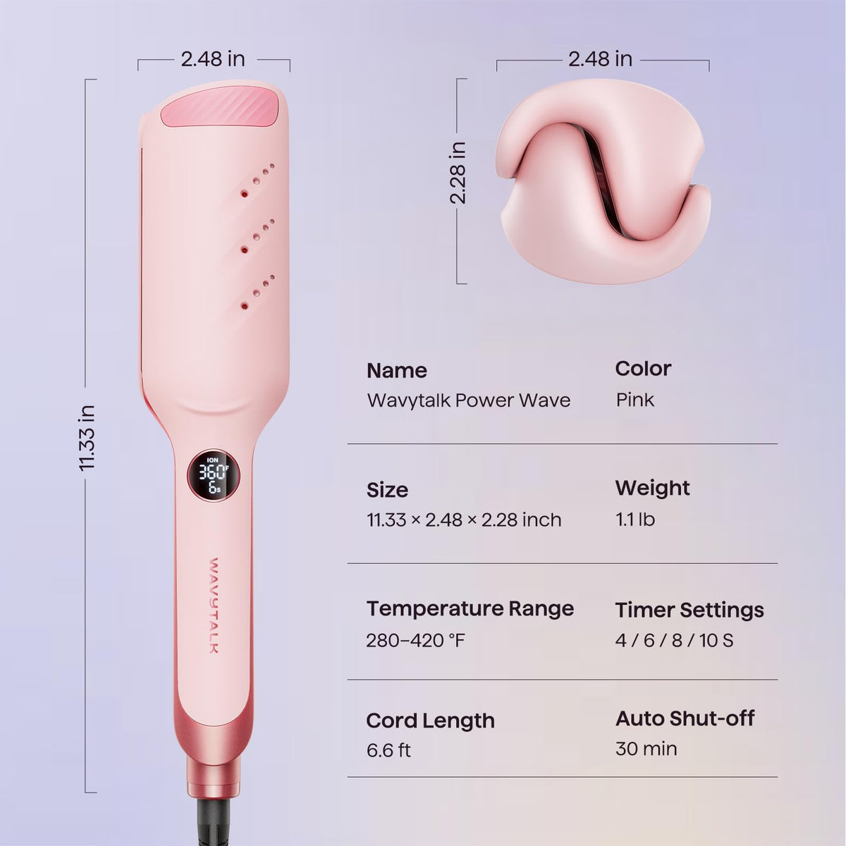 Wavytalk Power Wave Hair Crimper, Ionic Hair Waver for Less Heat Damage