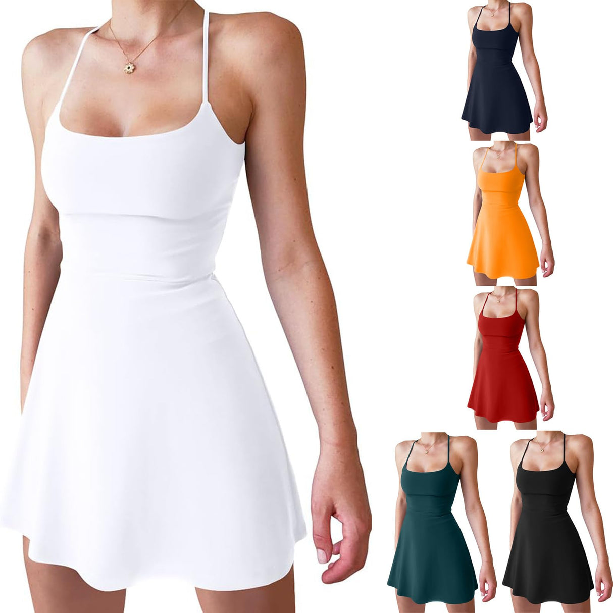 Arisefrom Dress, Stuffdatas Backless Dress, Sentdream, Plush Backless Active, with Shorts and Built in Bra (US, Alpha, Small, Regular, Regular, Black)