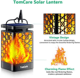 TomCare Solar Lanterns Outdoor Upgraded Flickering Flame Waterproof Hanging Lanterns Decorative Solar Powered LED Christmas Lights for Patio Deck Yard, 2 Pack
