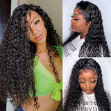 Lace Front Wigs Human Hair Water Wave Brazilian Virgin Hair 180% Density 4X4 Water Curly Lace Closure Human Hair Wigs for Black Women Glueless Wigs with Baby Hair Natural Color 22 Inch Water Wave Wig