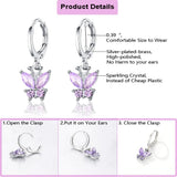 16 Pairs Hypoallergenic Silver Dangle Hoop Earrings for Girls Teens Kids Cute Girls Earrings Animal Small Hoop Earrings Set Pink Jewelry