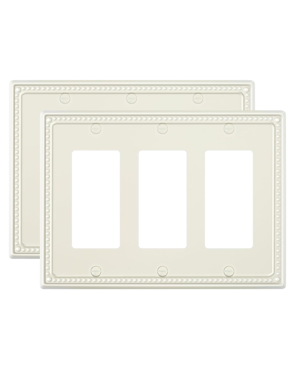 TREEWELL 2-Pack Triple Decorator Outlet Cover Plate, Light Almond Pearls Decorative Switch Plates Covers, Metal Wall Plates for Electrical Outlets, Receptacle, GFCI Outlet, Dimmer Switch