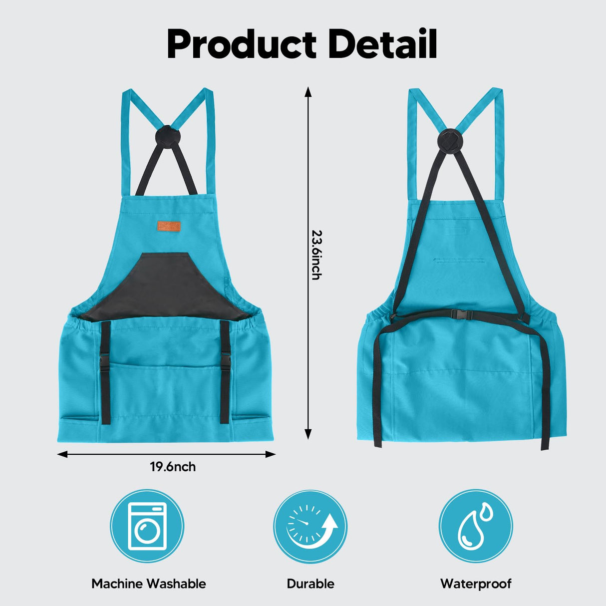 LIBKUR Gardening Apron,Harvest Apron with Multi-pocket for Men Women, Adjustable Cross-Back Straps, Garden Gifts for Mom,Dad