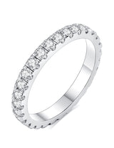 IMOLOVE Moissanite Wedding Band Wedding Rings for Women 925 Sterling Silver Rings with 18K White Gold Plated Eternity Stackable Engagement Ring Anniversary Band Size 6-ET