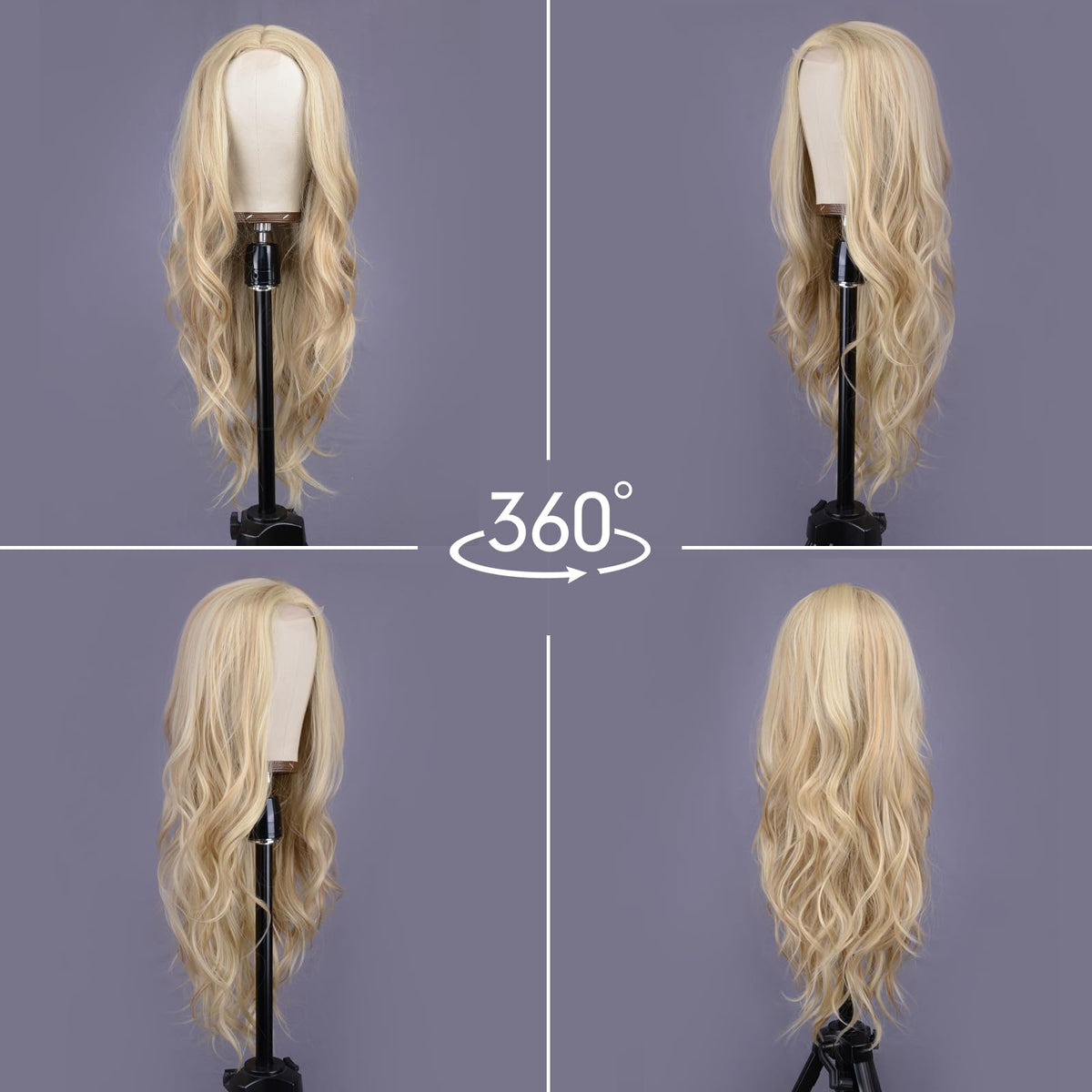 Aida ble Long Wavy Blonde Wig for Women 26 Inch Middle Part Synthetic Wig