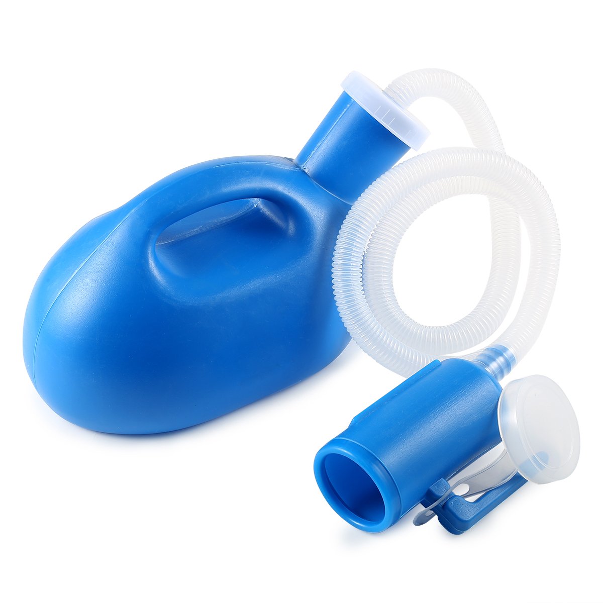ONEDONE Urinals for Men - Portable Urinal for Men Spill Proof Nighttime Men's Urinal Bottle Male Pee Bottle Urine Bottle 68 OZ for Hospital Home Camping Car Travel 45" Long Hose with Lid (Blue)