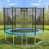 AOTOB 8FT 10FT 12FT 14 FT 15FT Trampoline with Safety Enclosure Net，Outdoor Trampoline with Basketball Hoop, Heavy Duty Jumping Mat and Spring Cover Padding for Kids and Adults, Storage Bag and Ladder