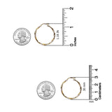LeCalla 925 Sterling Silver Hoop Earrings 14K Two-Tone Lightweight Italian Design Medium Earrings for Women - 30MM