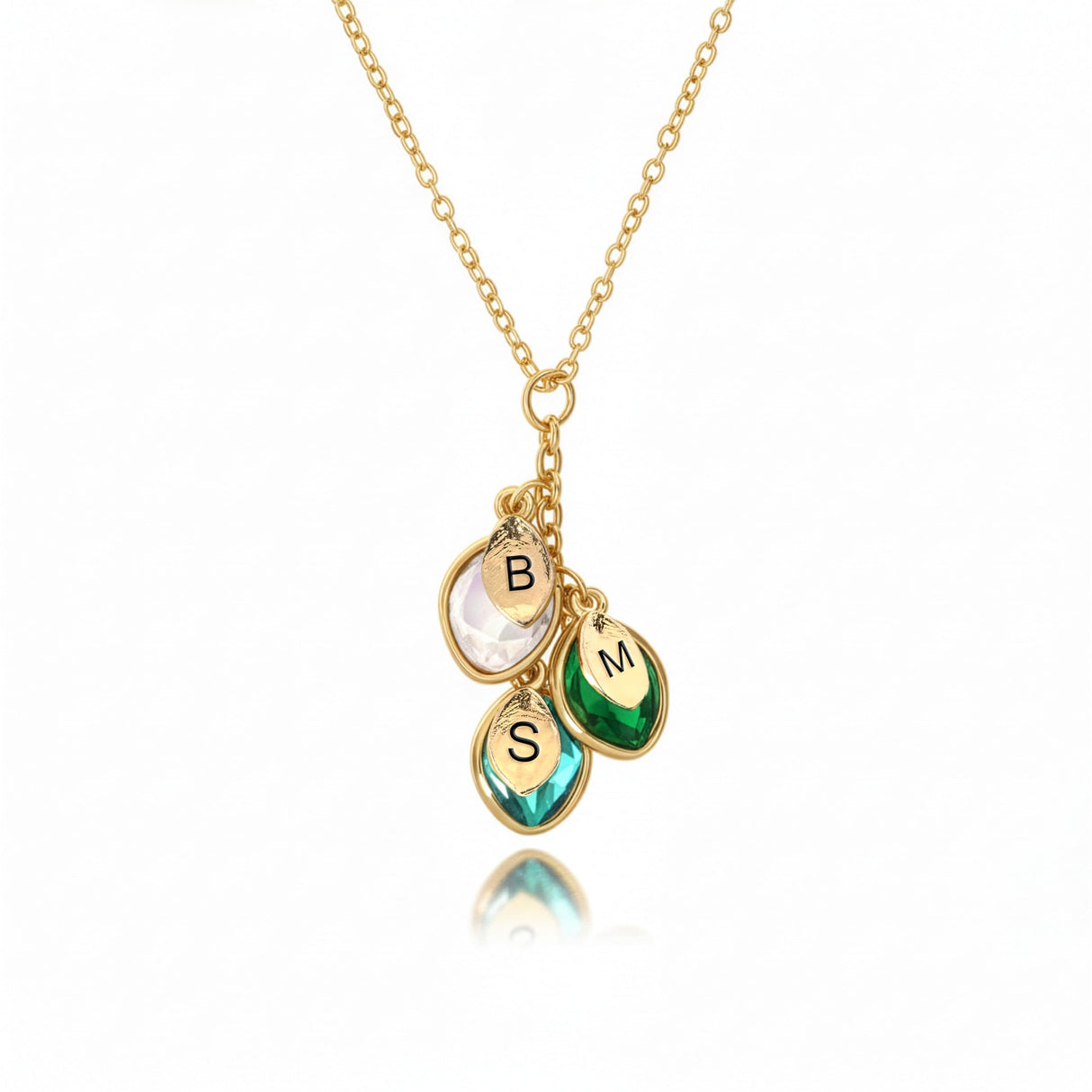 Birthstone Necklace for Women, Grandma Necklace with Birthstones, Initials
