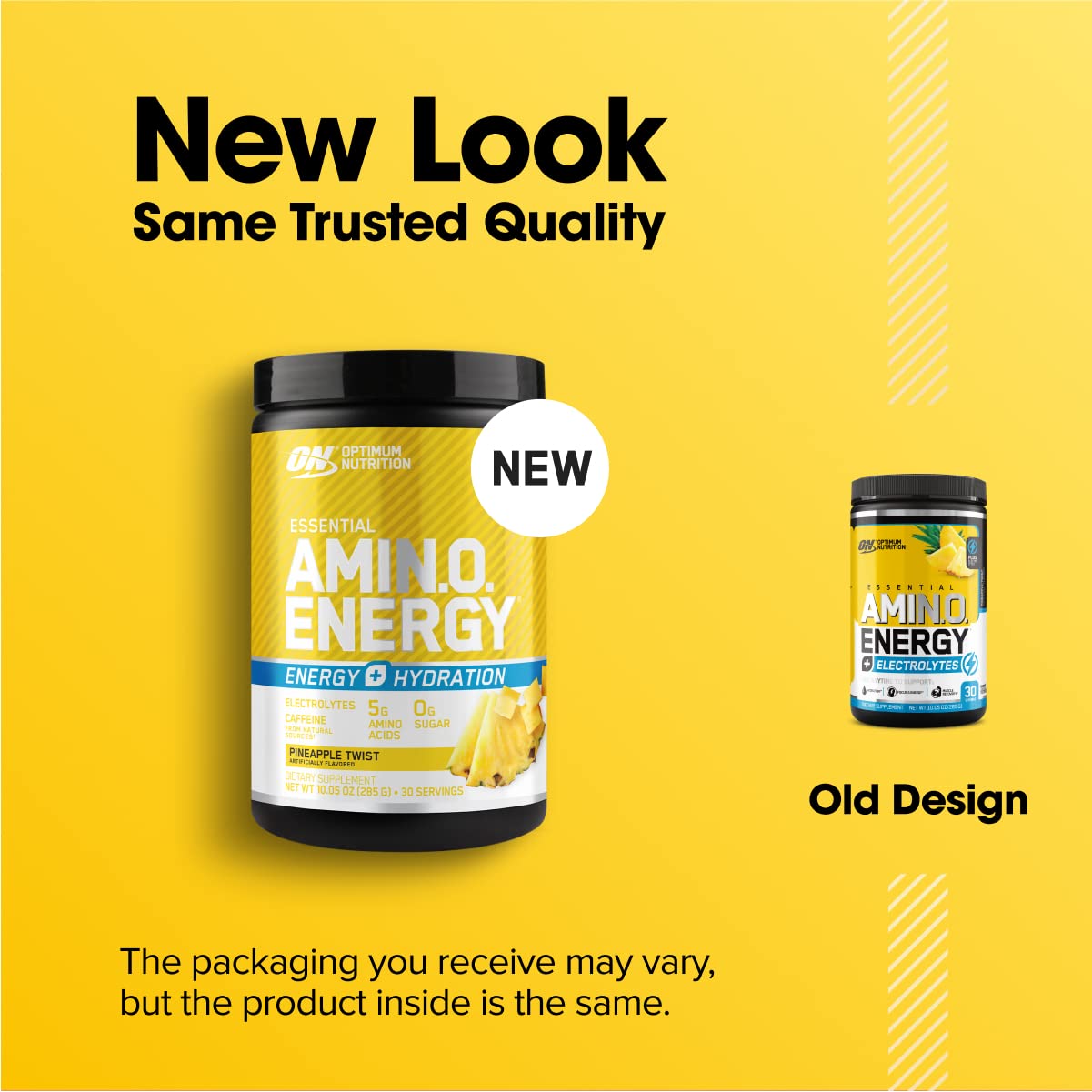 Optimum Nutrition Amino Energy Powder Plus Hydration, with BCAA, Electrolytes, and Caffeine, Pineapple Twist, 30 Servings (Packaging May Vary)