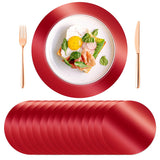 KesaPlan 100 PCS Round Red Placemats, 13" Disposable Paper Placemats for Dining Table, Mirrored Red Charger Place Mat for Christmas Thanksgiving Kitchen Banquet Table Setting Wedding Dinner Party