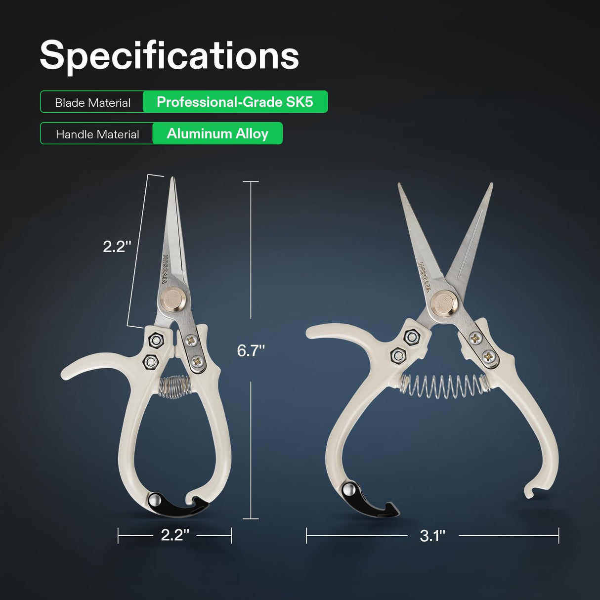 VIVOSUN Pruning Shears for Gardening, Q-Shaped Garden Scissors for Plants