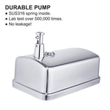 VANNSOO Commercial Soap Dispenser Wall Mount Stainless Steel Manual Liquid Pump Rust-Proof Leak Free for Bathroom (37 fl.oz./1100ml)