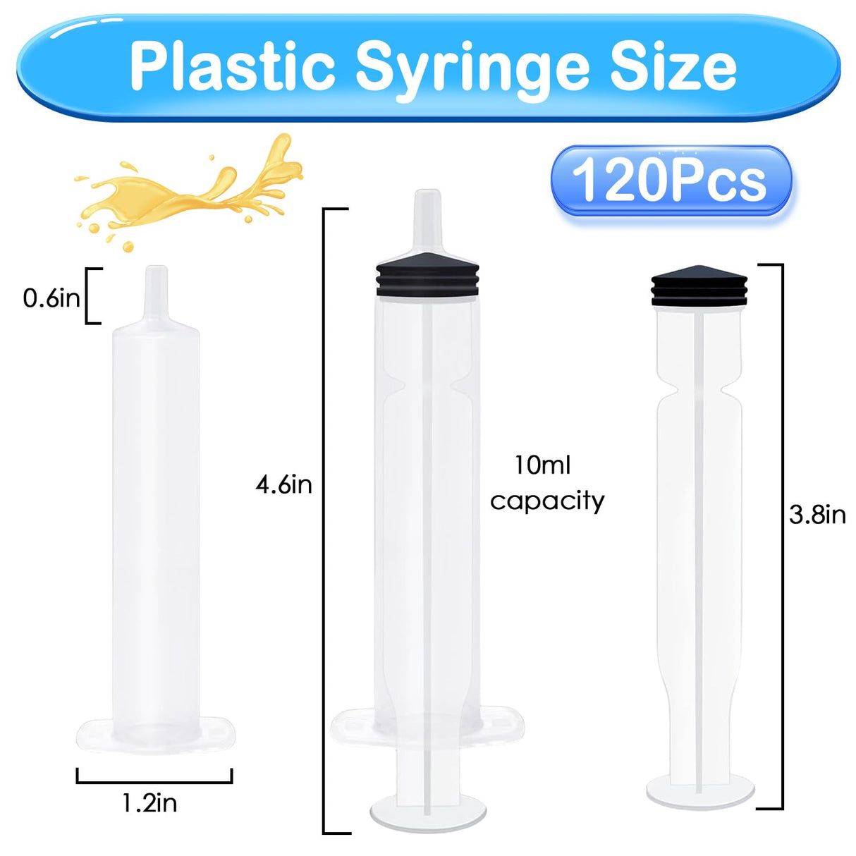 SNMEIKUN 120 Pack Plastic Syringes with Tip Cap 10ml Capacity Resuable Syringe for Halloween, Thanksgiving Day, Christmas, Graduation