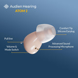 Audien ATOM 2 Wireless Rechargeable OTC Hearing Aid, Premium Comfort Design and Nearly Invisible