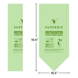 SUPERBIO 2.6 Gallon Flat Top Compostable Food Waste Bags, 100 Count, 2 Pack,9.84L, Food Scrap Bags, BPI Certified and OK compost INDUSTRIAL