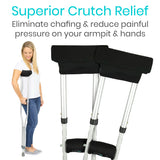Vive Premium Crutch Pads & Hand Grips - Comfortable, Breathable, Machine Washable Padding - Moisture Wicking & Odor Reducing Pillow Accessory Covers for Adult & Youth Walking Crutches
